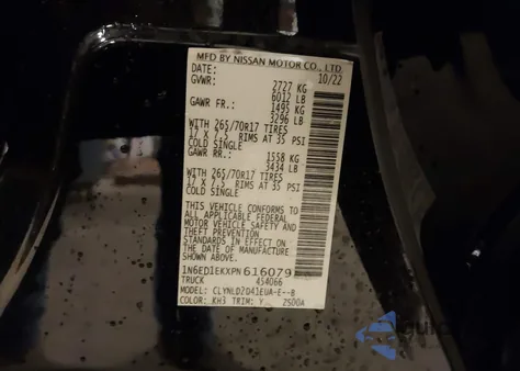 2023 Nissan Frontier Pro-4X 4X4 из США, поврежденный, VIN 1N6ED1EKXPN616079